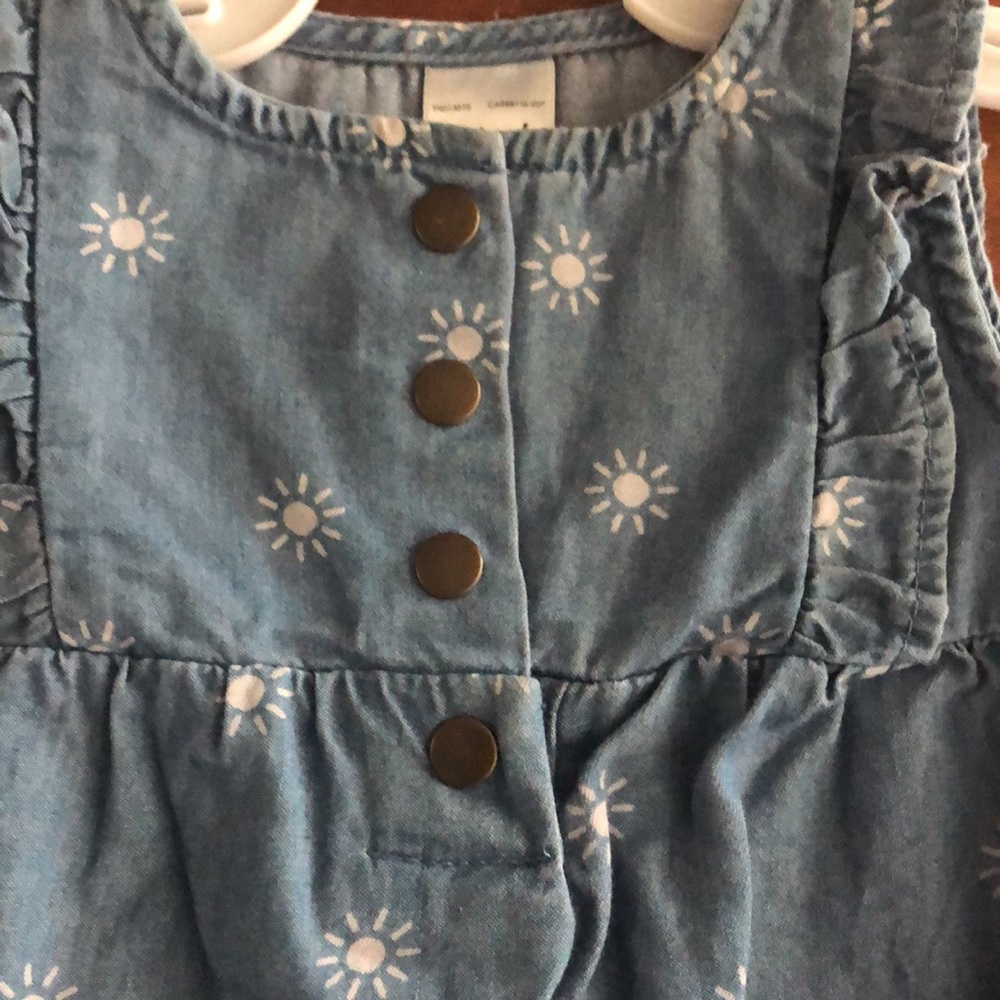 Newborn girl’s jean jumper romper summer sun one piece - Picture 3 of 5